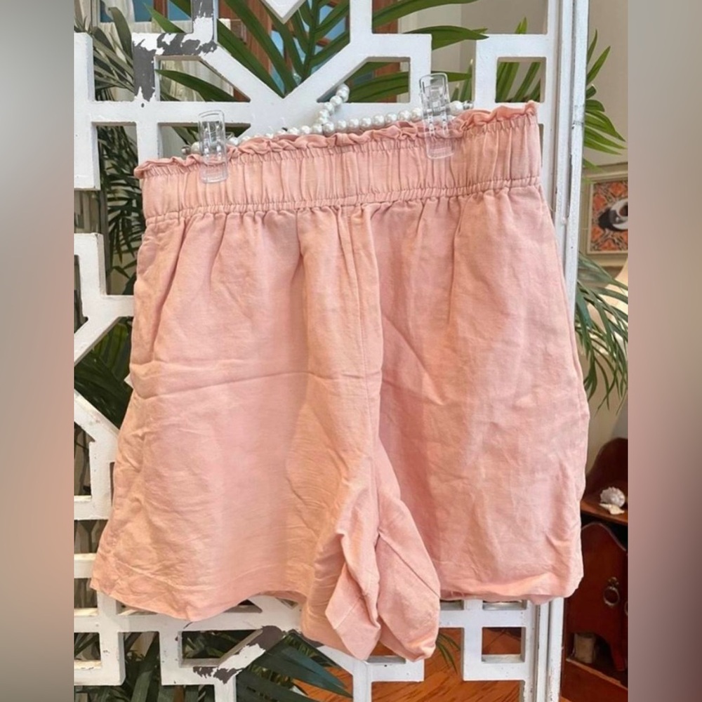 H&M peach Linen-Blend Shorts with pockets